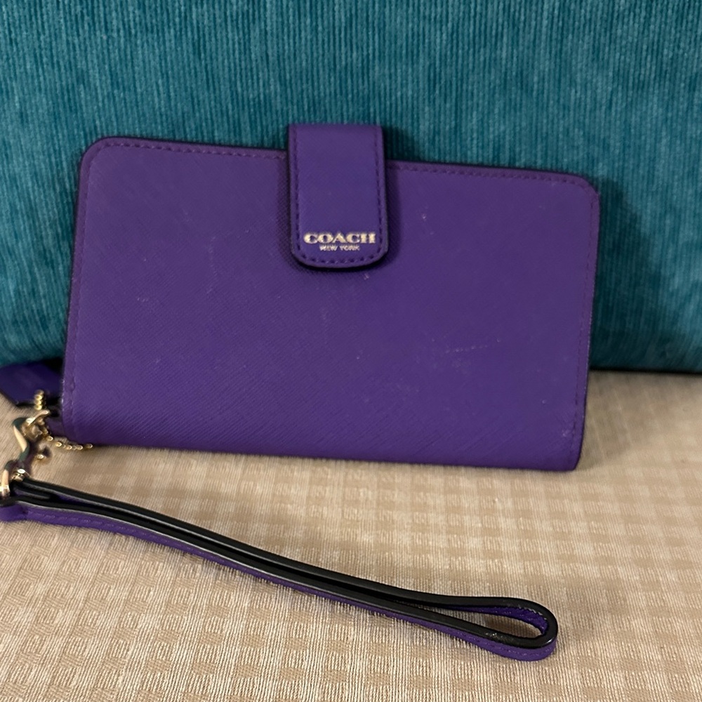 Coach Vibrant Purple Wristlet Wallet